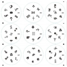 B Serisi tırnak süsleme stamping diskleri  - 7 Desen 90 Model