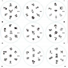 B Serisi tırnak süsleme stamping diskleri  - 7 Desen 90 Model